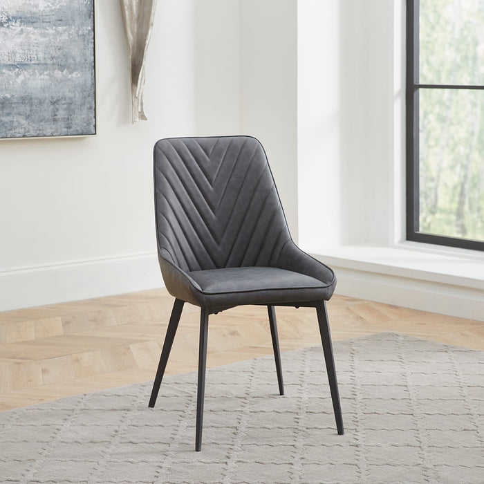 Modus Lucia Upholstered Dining Chair in Charcoal Synthetic Leather and Black MetalMain Image