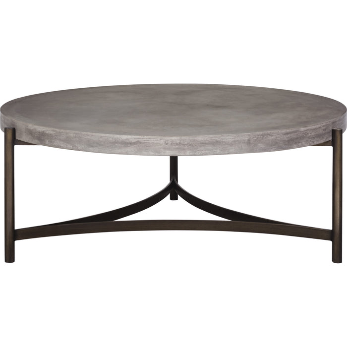 Modus Furniture Lyon Round Natural Concrete and Metal Coffee Table 655450173455 A89421 Image 1