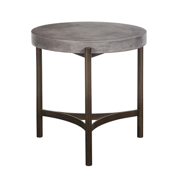 Modus Lyon Round Natural Concrete and Metal Side Table Image 3
