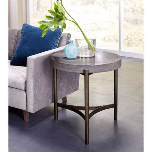 Modus Lyon Round Natural Concrete and Metal Side Table Main Image