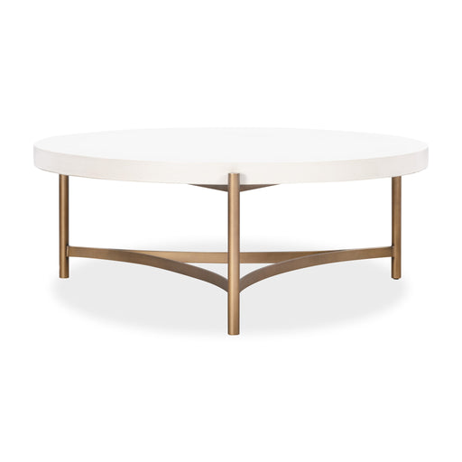 Modus Lyon Round White Concrete and Metal Coffee Table Image 1
