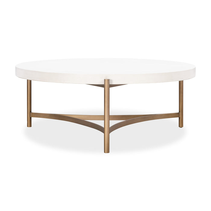 Modus Lyon Round White Concrete and Metal Coffee Table Image 1