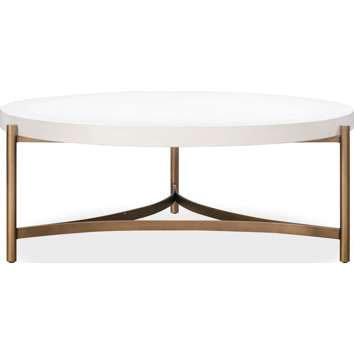 Modus Furniture Lyon Round White Concrete and Metal Coffee Table 655450406133 A8N121 Image 2