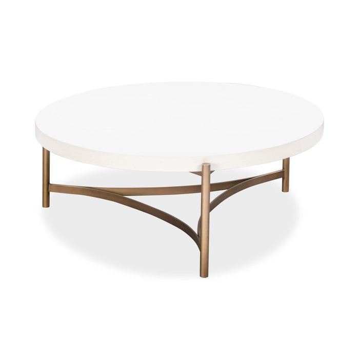 Modus Lyon Round White Concrete and Metal Coffee Table Main Image