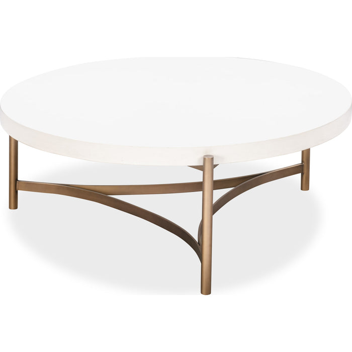 Modus Furniture Lyon Round White Concrete and Metal Coffee Table 655450406133 A8N121 Main Image