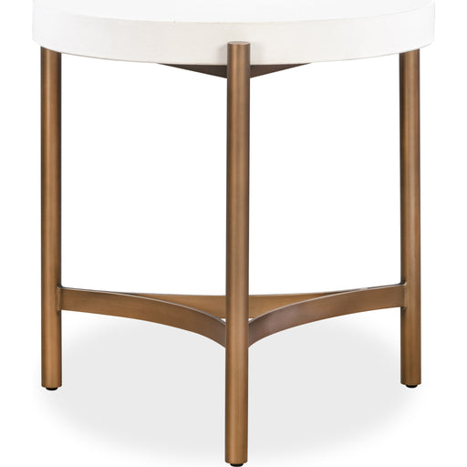 Modus Furniture Lyon Round White Concrete and Metal Side Table 655450406164 A8N122 Image 1