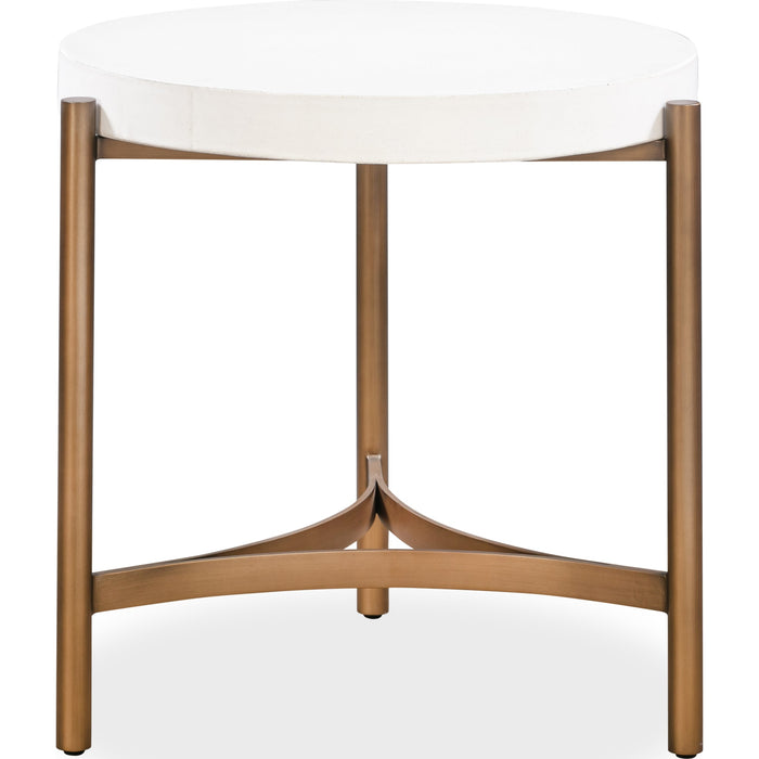 Modus Furniture Lyon Round White Concrete and Metal Side Table 655450406164 A8N122 Image 2