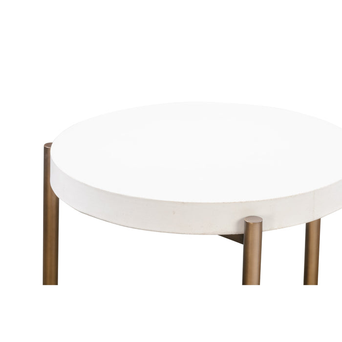 Modus Lyon Round White Concrete and Metal Side Table Image 3