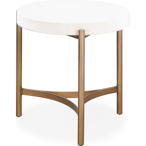 Modus Furniture Lyon Round White Concrete and Metal Side Table 655450406164 A8N122 Main Image
