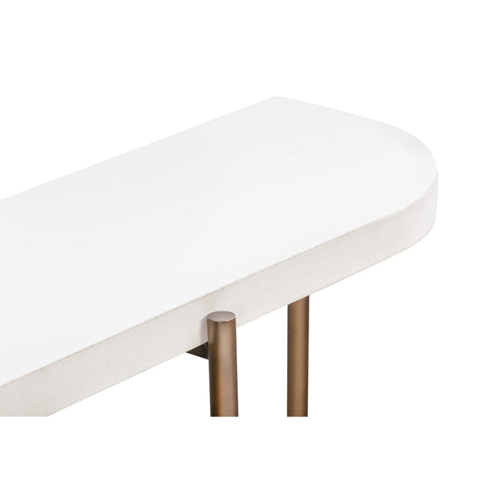 Modus Lyon Semi-circular White Concrete and Metal Console Table Image 3