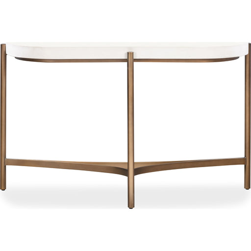 Modus Furniture Lyon Semi circular White Concrete and Metal Console Table 655450406195 A8N123 Image 1