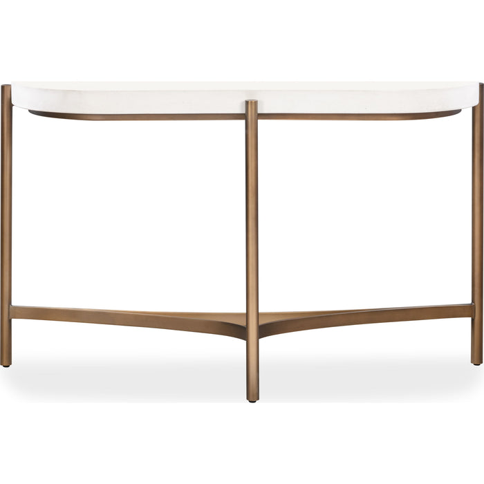 Modus Furniture Lyon Semi circular White Concrete and Metal Console Table 655450406195 A8N123 Image 1