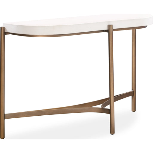 Modus Furniture Lyon Semi circular White Concrete and Metal Console Table 655450406195 A8N123 Main Image