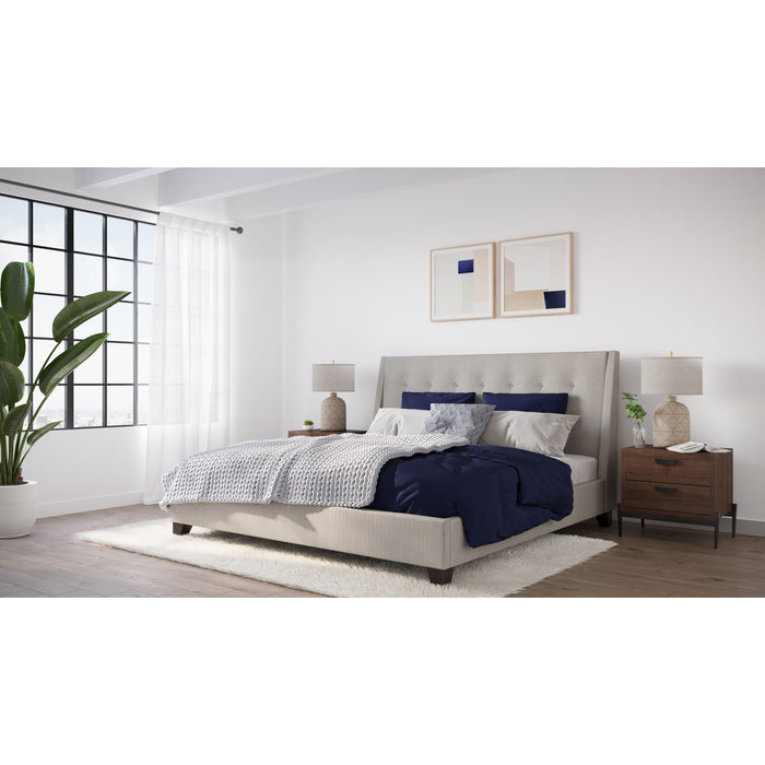 Modus Madera Upholstered Platform Bed in Putty Image 1