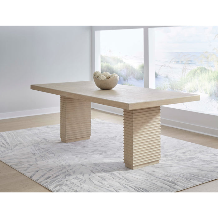 Modus Furniture Magnolia Double Pedestal Wooden Dining Table in Daffodil 655450471667 TKXE61 Main Image