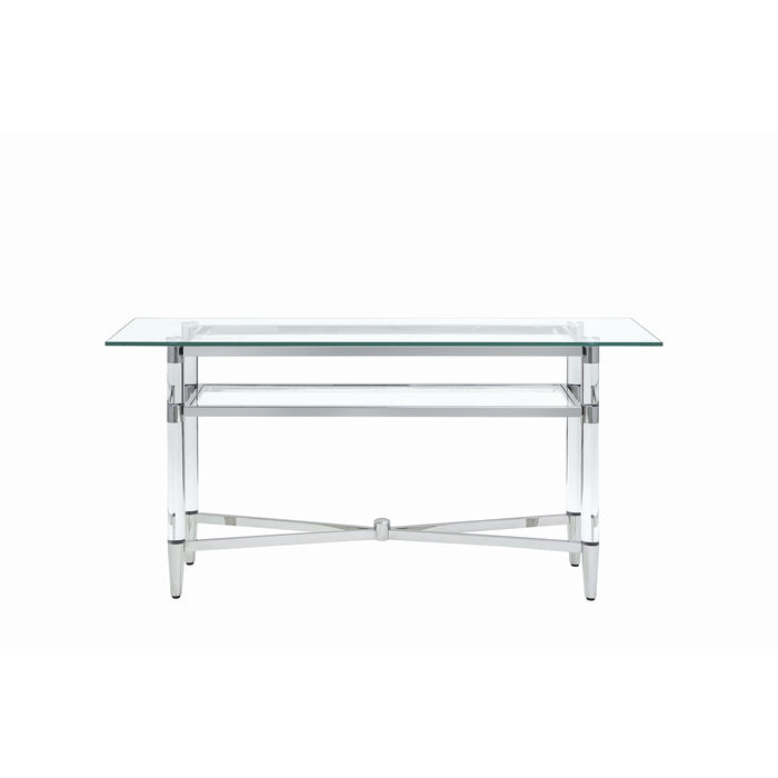 Modus Marilyn Glass Top Dining Server in Polished Stainless Steel and Clear AcrylicImage 3