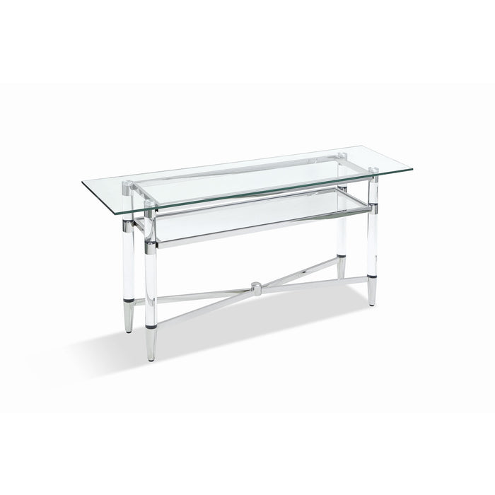 Modus Marilyn Glass Top Dining Server in Polished Stainless Steel and Clear Acrylic Main Image