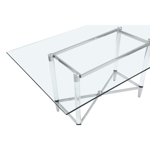 Modus Marilyn Glass Top Dining Table in Polished Stainless Steel and Clear AcrylicImage 1