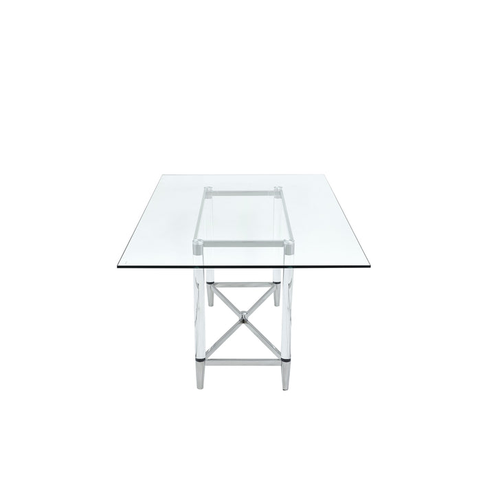 Modus Marilyn Glass Top Dining Table in Polished Stainless Steel and Clear Acrylic Image 4