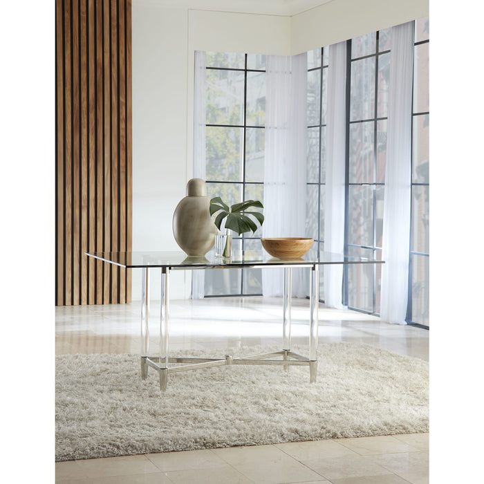 Modus Marilyn Glass Top Dining Table in Polished Stainless Steel and Clear AcrylicImage 5