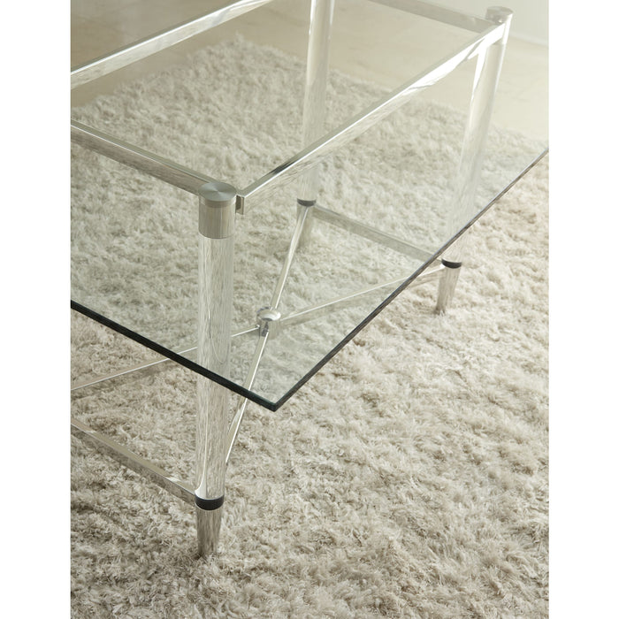 Modus Marilyn Glass Top Dining Table in Polished Stainless Steel and Clear Acrylic Image 6