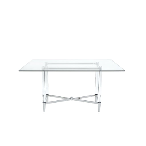 Modus Marilyn Glass Top Dining Table in Polished Stainless Steel and Clear Acrylic Main Image
