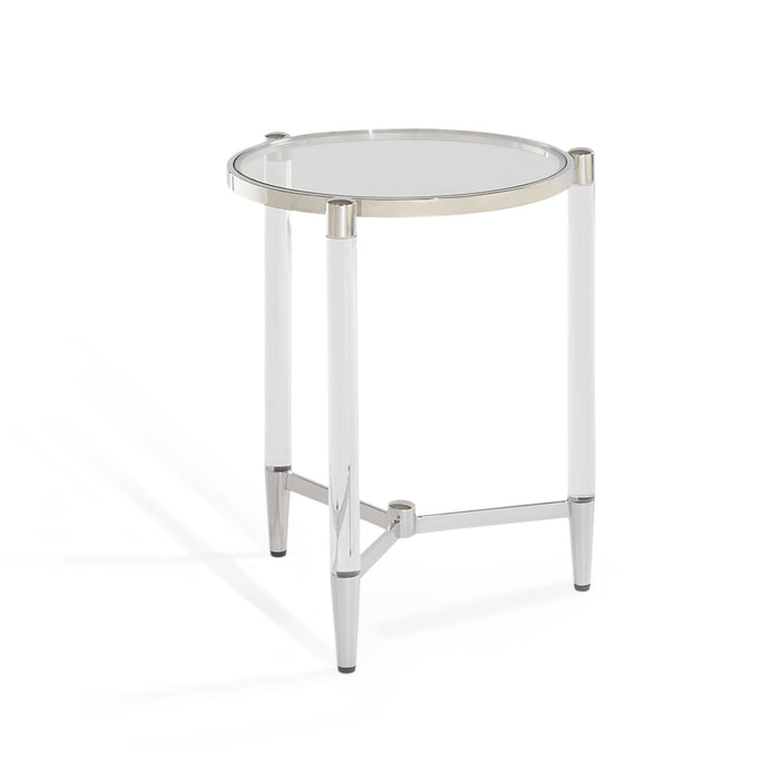Modus Marilyn Glass Top and Steel Base Round End Table Image 2