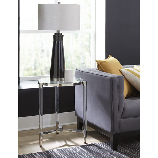 Modus Marilyn Glass Top and Steel Base Round End Table Main Image