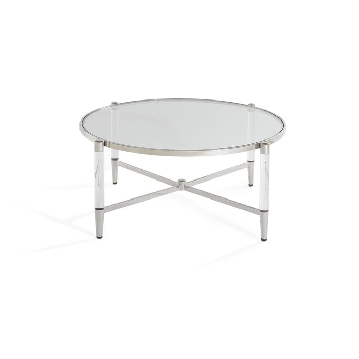 Modus Mariyln Glass Top and Steel Base Round Coffee Table Image 4