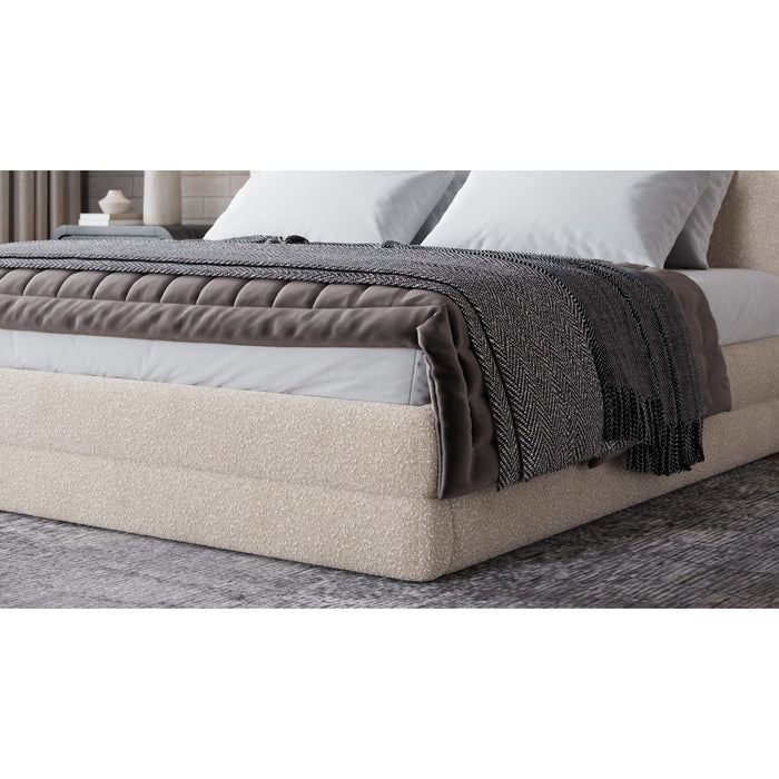 Modus Furniture Maya Upholstered Platform Bed in Brun Boucle  QCTLH  Image 1