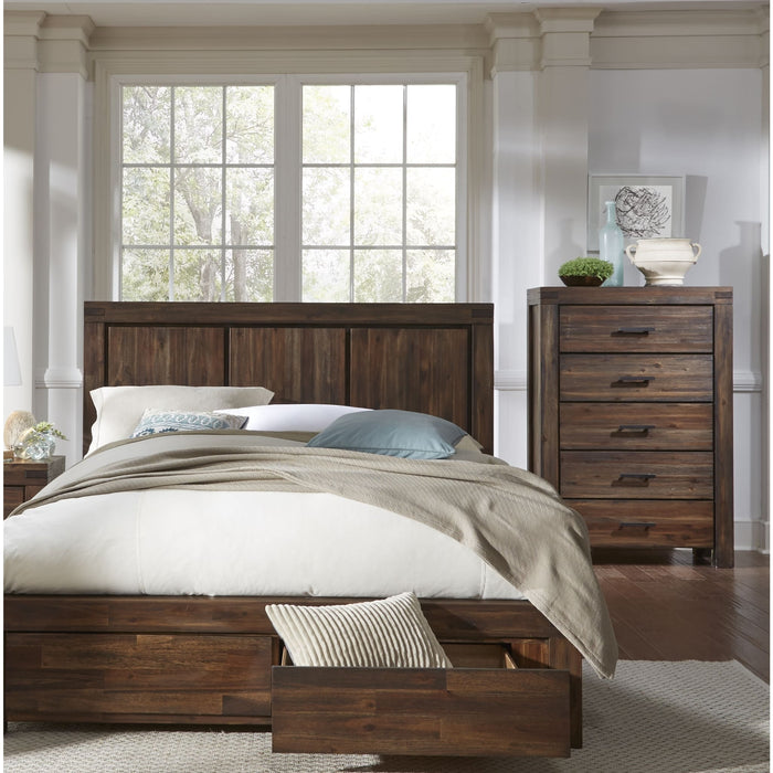 Modus Furniture Meadow Five Drawer Solid Wood Chest in Brick Brown (2024) 655450432453 3F4184A Image 1