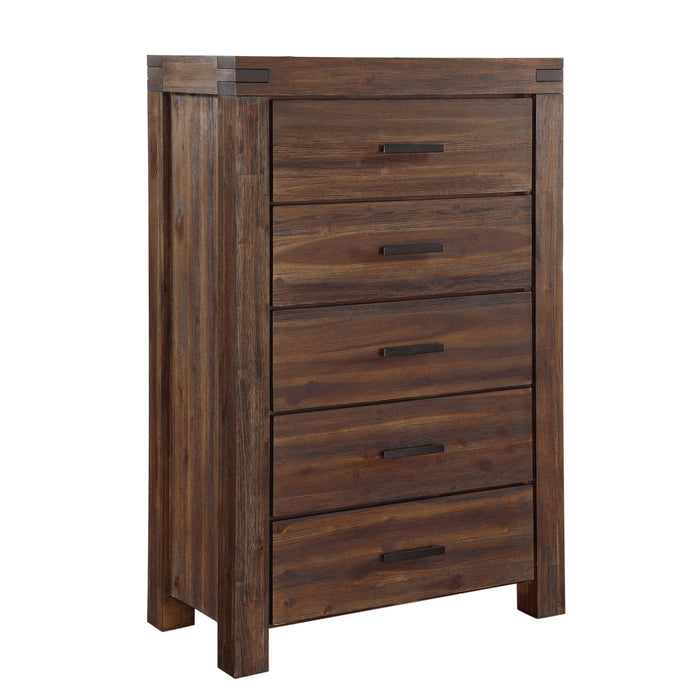 Modus Meadow Five Drawer Solid Wood Chest in Brick Brown (2024)Image 3