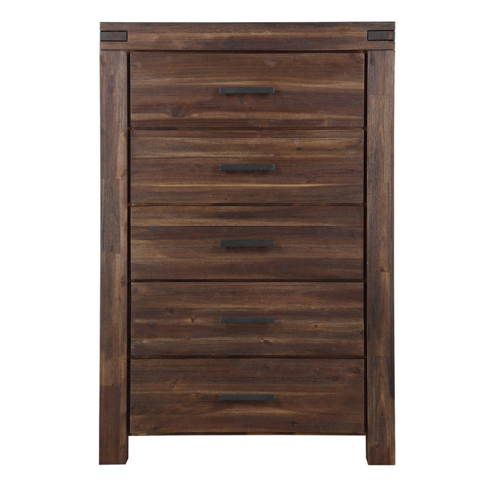 Modus Meadow Five Drawer Solid Wood Chest in Brick Brown (2024)Image 4