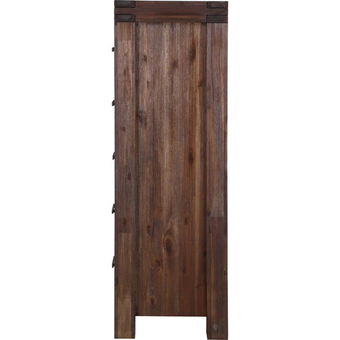 Modus Furniture Meadow Five Drawer Solid Wood Chest in Brick Brown (2024) 655450432453 3F4184A Image 5