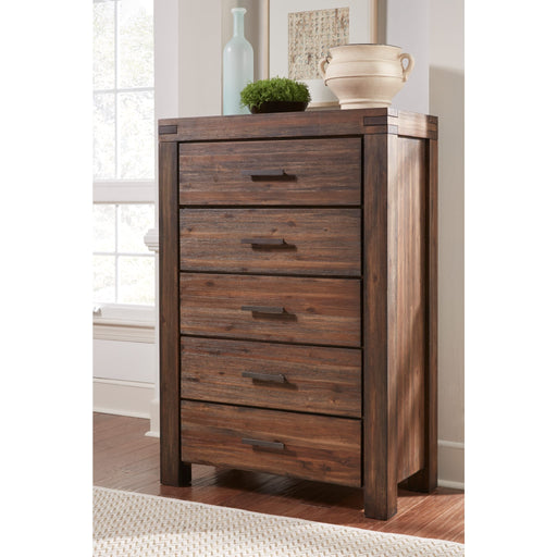 Modus Furniture Meadow Five Drawer Solid Wood Chest in Brick Brown (2024) 655450432453 3F4184A Main Image