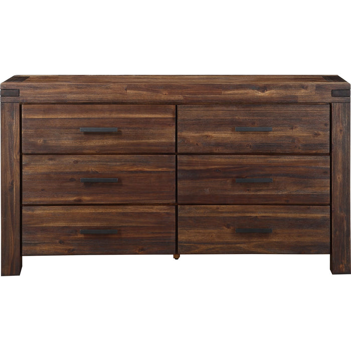 Modus Furniture Meadow Six Drawer Solid Wood Dresser in Brick Brown (2024) 655450432446 3F4182A Image 6