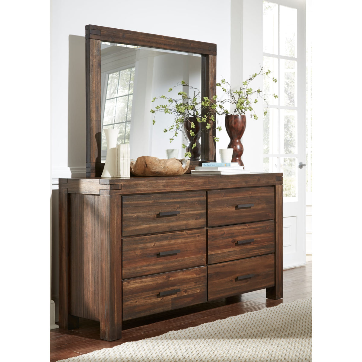 Meadow Six Drawer Solid Wood Dresser in Brick Brown (2024) Modus Furniture Meadow Six Drawer Solid Wood Dresser in Brick Brown (2024) Modus Furniture