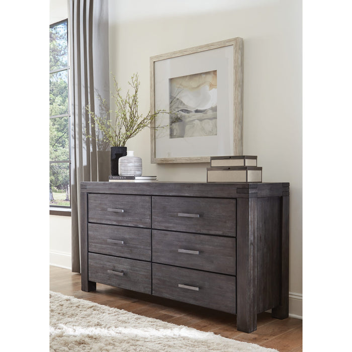 Modus Furniture Meadow Six Drawer Solid Wood Dresser in Graphite (2024) 655450432460 3FT382A Main Image
