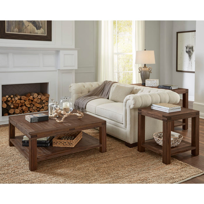 Modus Meadow Solid Wood Square Coffee Table in Brick Brown Image 1