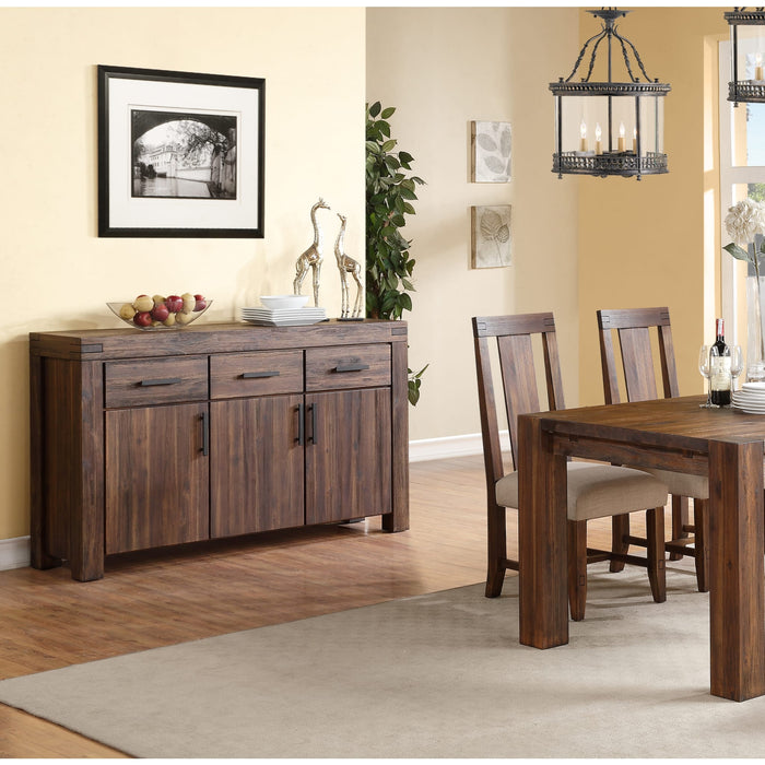 Modus Furniture Meadow Three Drawer Three Door Solid Wood Sideboard in Brick Brown 655450090868 3F4173 Image 1
