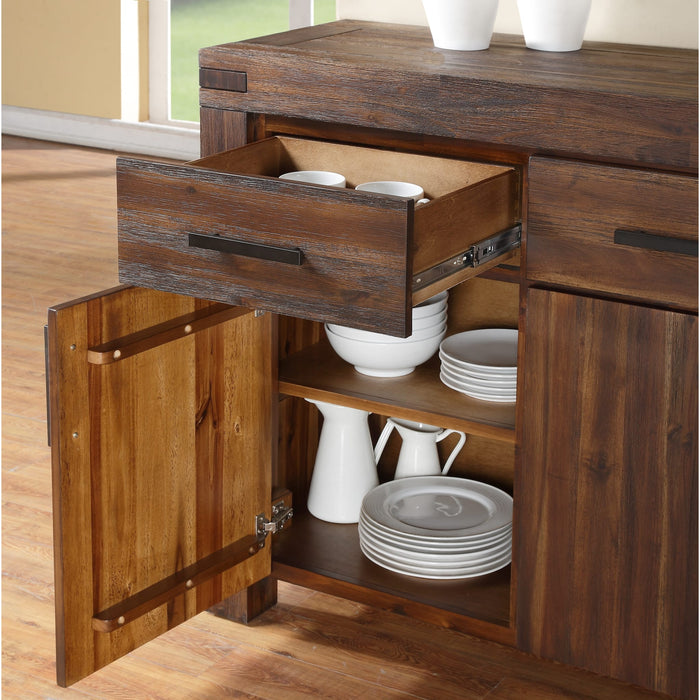Modus Furniture Meadow Three Drawer Three Door Solid Wood Sideboard in Brick Brown 655450090868 3F4173 Image 2