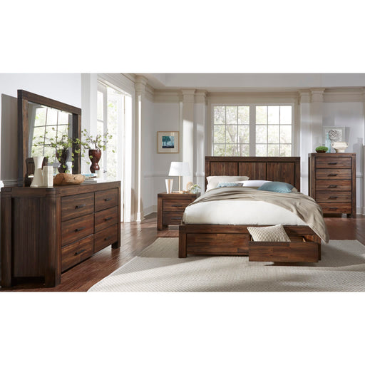 Modus Meadow Two Drawer Solid Wood Nightstand in Brick Brown Image 1