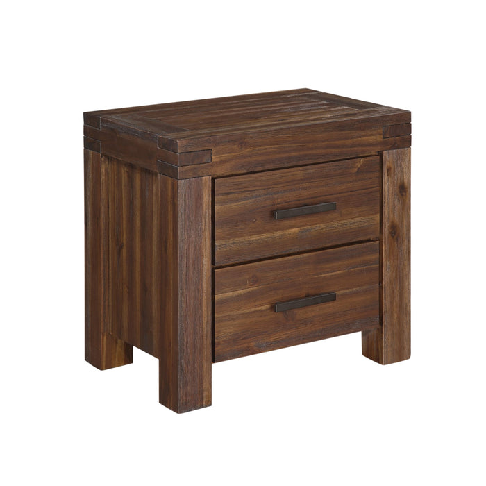 Modus Meadow Two Drawer Solid Wood Nightstand in Brick Brown Image 5