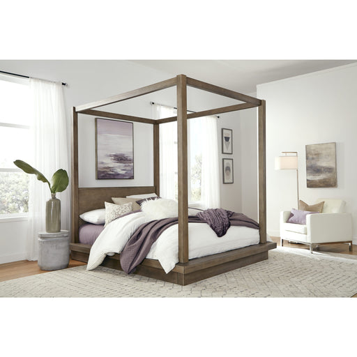 Modus Furniture Melbourne Wood Canopy Bed in Dark Pine  8D64F  Main Image