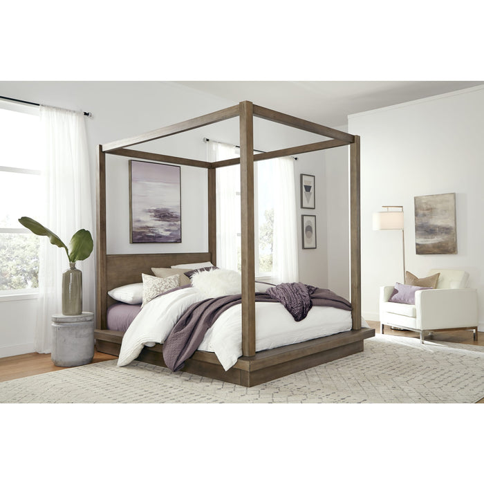 Modus Furniture Melbourne Wood Canopy Bed in Dark Pine  8D64F  Main Image