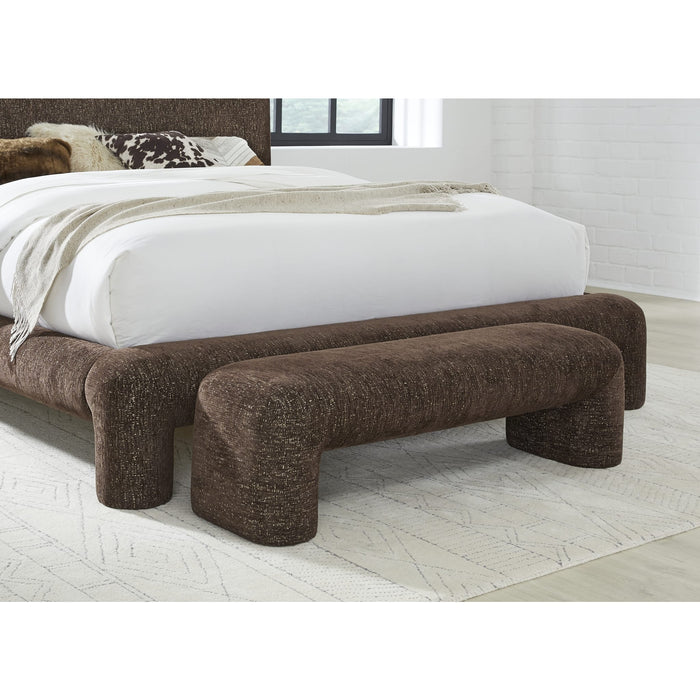 Modus Furniture Mocoa Fully Upholstered Bench in Mongoose Chenille 655450484438 UVYT91 Main Image