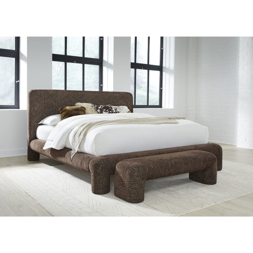 Modus Furniture Mocoa Fully Upholstered Platform Bed in Mongoose Chenille  UVYTR  Main Image