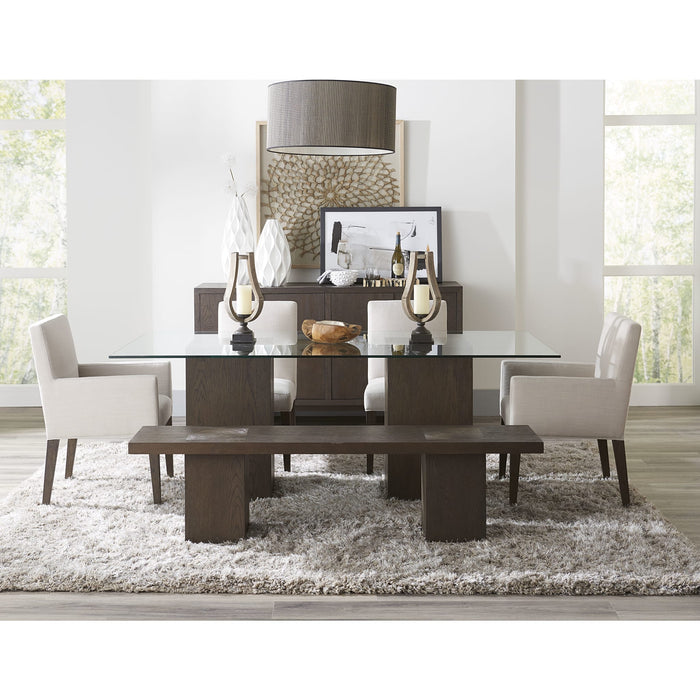 Modus Modesto Rectangular Glass Top Dining Table in French Roast Image 1