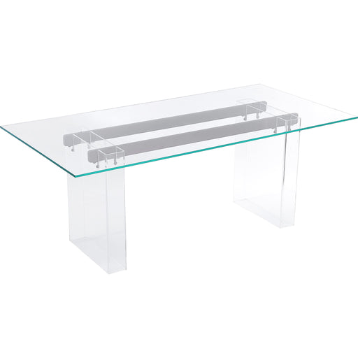 Modus Furniture Moorea Double Pedestal Rectangular Dining Table in Clear Acrylic, Glass and Bronze Metal 655450422959 PWSR60 Image 1