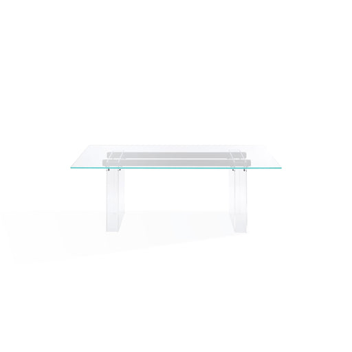 Modus Moorea Double Pedestal Rectangular Dining Table in Clear Acrylic, Glass and Bronze Metal Image 1